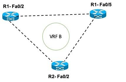 Hub-Hub topology for the Virtual Routing and forwarding