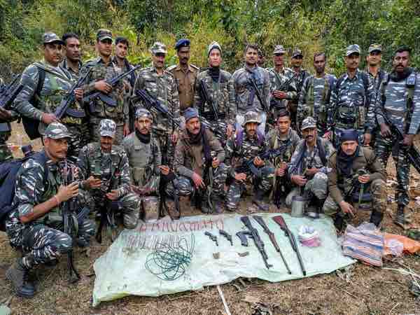 Central Police Reserve Force (CRPF) personnel busting Naxalites hideout