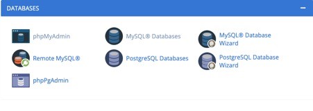 Bluehost cPanel DATABASES view