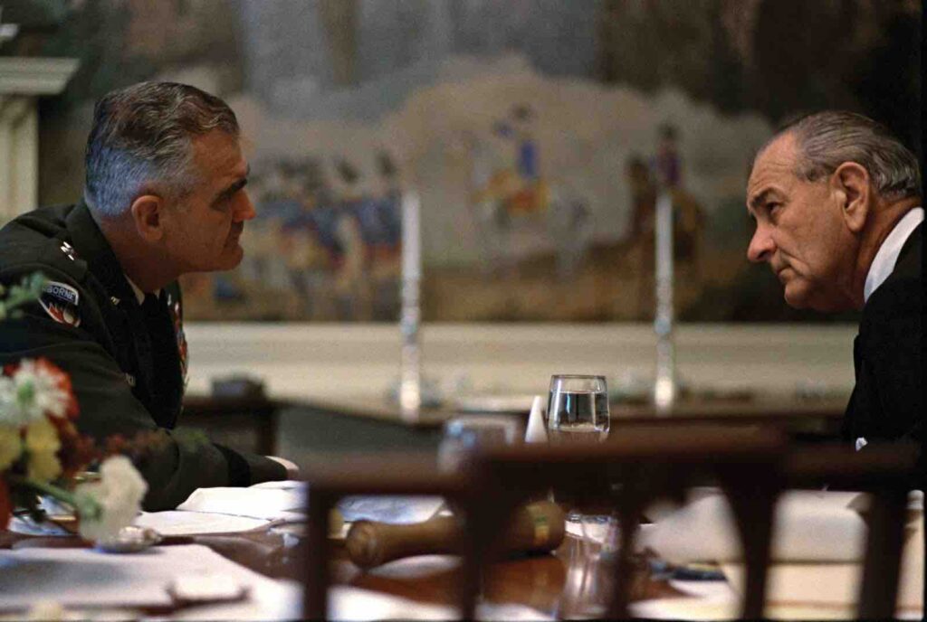 General William Westmoreland and Lyndon B. Johnson during the Vietnam War