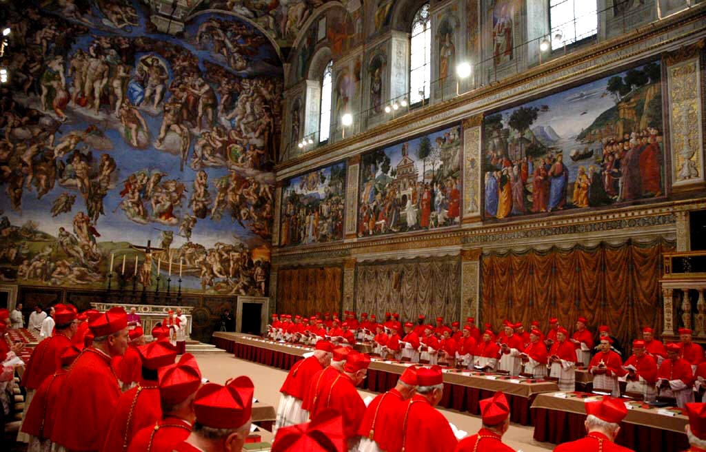 College of Cardinals inside the Sistine Chapel as part of the Papal Conclave